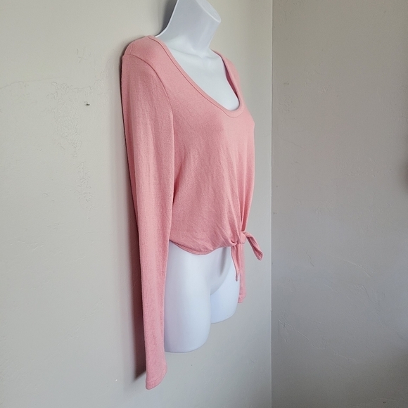 Wilfred Free Women's Medium Baby Pink Long Sleeve Shirt Knot Front Soft Crop - Picture 4 of 7